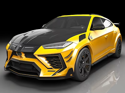Yellow And Black Sports SUV With Modern Aerodynamic Design And Aggressive Front Fascia 3d model
