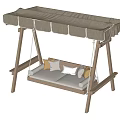 Outdoor Wooden Swing Chair with Canopy and Comfortable Cushions for Leisure Relaxation in Garden