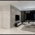 Modern Living and Dining Room Interior With White Sofa Throw Pillows And Cage Chandelier