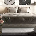 Modern background double bed 3d model