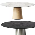 Modern Round Dining Table With Marble Top And Silver Metal Base 3d model
