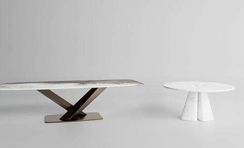 Modern Dining Table Simple Marble Dining Table Combination 3d model