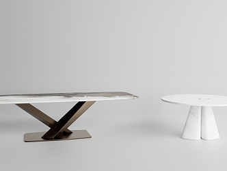 Modern Dining Table Simple Marble Dining Table Combination 3d model