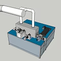 Industrial Mechanical Device Featuring White Pipe Blue Platform And Components 3d model