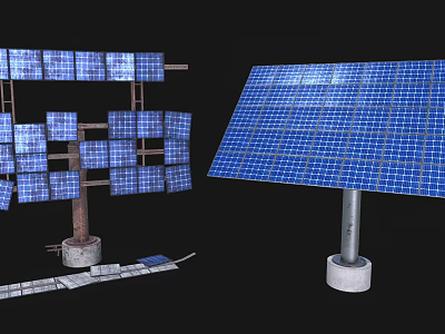 Industrial Solar Energy Equipment With Panel Arrays And Mounting Structures 3d model