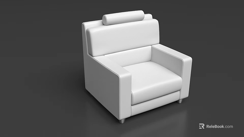 White Leather Single Sofa With Modern Design Comfortable Armrests And Backrest 3d model