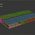 Long Wooden Building With Brown And Blue Roof Open Sections Structure Design