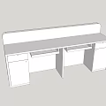 Modern Reception Desk With Wavy Striped Design And Blue Accents