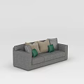 Modern Gray Sofa With Beige Gray and Green Decorative Accent Pillows
