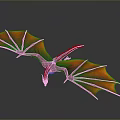 Mythical Flying Dragon With Vibrant Red And Orange Wings In Flight