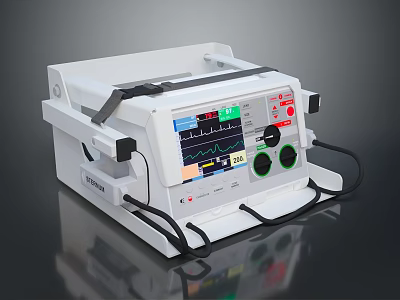 White Medical Device Monitor With ECG Waveform Display Screen Buttons Knobs And METRON Brand 3d model