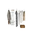 Hanging Clothes In Various Styles Including Striped White And Beige With Wicker Basket