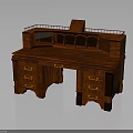Classic Mahogany Wood Desk With Multiple Drawers And Upper Hutch Design