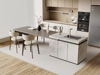 Modern Western Kitchen Bar Nakajima Dining Table and Chair Dining Island Table 3d model
