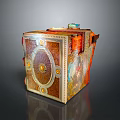 Ornate Colorful Cube Storage Box With Intricate Patterns And Gold Accents