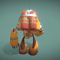 Yellow Cartoon Robot With Blue Hat And Orange Parts In Toy Style