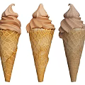 Three Delicious Brown Ice Cream Cones With Different Waffle Cone Textures