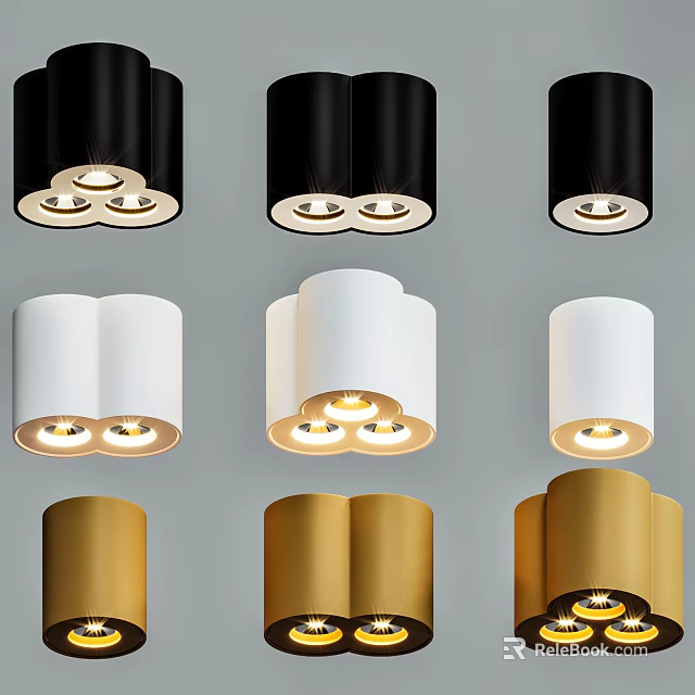 Modern Black White Gold Downlights and Spotlights Decorative Lighting Fixtures 3d model 