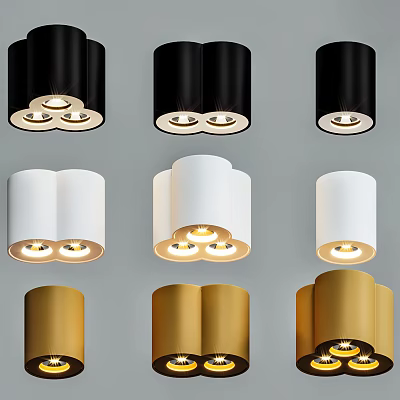 Modern Black White Gold Downlights and Spotlights Decorative Lighting Fixtures 3d model