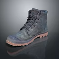 High Top Leather Boots With Dark Textured Upper Brown Sole And Laces
