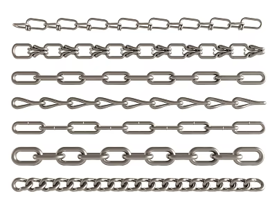 Various Metal Chains With Different Link Designs And Stainless Steel Material 3d model
