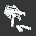 Modern Tactical Weapon Black Machine Gun Design With Ammunition Belt And Scattered Bullets