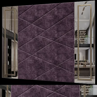 Modern Purple Upholstered Bedroom Accent Wall With Diamond Stitch Design 3d model