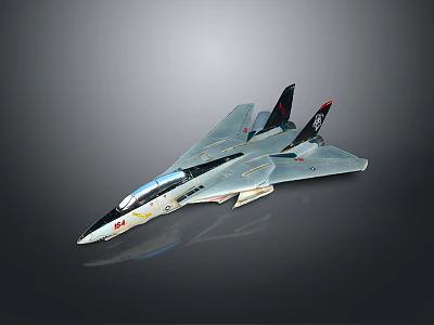 Sleek Fighter Jet Model With Silver Black Red Design And Aerodynamic Wings 3d model