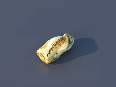 Baked Bread Roll with Golden Brown Crusty Surface on Gray Background with Shadow 3d model