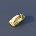 Baked Bread Roll with Golden Brown Crusty Surface on Gray Background with Shadow 3d model