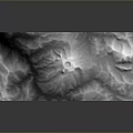 Detailed 3D Mountain Landscape Model With Textured Terrain And Wooden Base