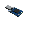 USB C Electronic Module With Blue Circuit Board And Chip Components 3d model