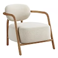 Modern Minimalist Beige Armchair With Wooden Arms Legs And Soft Upholstered Seat