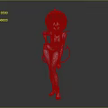 3D Fantasy Character Design With Blue Skin Red Headdress And Decorative Outfit