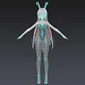 Game Movie Character With Long Pink Hair Rabbit Ears Black Bodysuit Gray Stockings High Heels