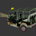 Three Wheeled Auto Rickshaw With Yellow Warning Light Black Roof And Flame Side Patterns