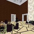 Elegant Hotel Lobby Interior With Decorative Ceiling Chandelier Patterned Walls And Luxury Furniture