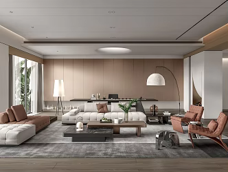 Modern Living Room Sofa Coffee Table Combination Multi-person Sofa Leisure Chair Floor Lamp Chair 3d model