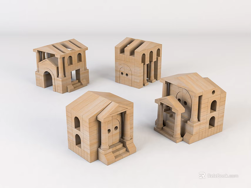 Wooden Mini House Models With Creative Design And Detailed Architecture Features 3d model