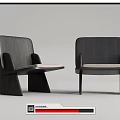 Two Modern Leisure Chairs With Dark Wooden Frame And Light Upholstered Seats