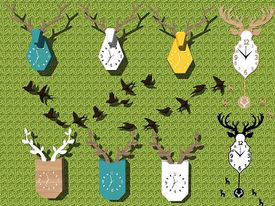 Nordic Clock Decoration Ornaments Deer Sick Clock Ornaments model