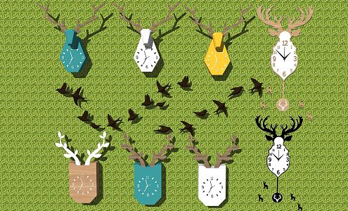 Nordic Clock Decoration Ornaments Deer Sick Clock Ornaments 3d model