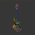 Vibrant Electric Guitar With Unique Orange Purple Patterns And Modern Design