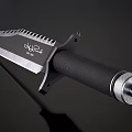 Tactical Survival Knife With Serrated Blade Black Textured Handle And Metal Pommel