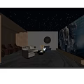 Modern Home Theater Design With Starry Ceiling Large Screen And Comfortable Seating 3d model