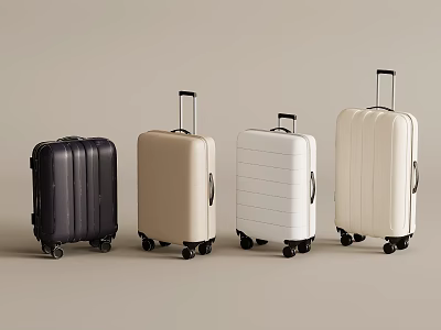 Modern Stylish Travel Luggage In Various Colors With Telescopic Handles And Rolling Wheels 3d model