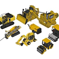 Variety Of Yellow Functional Construction Vehicles 3d model