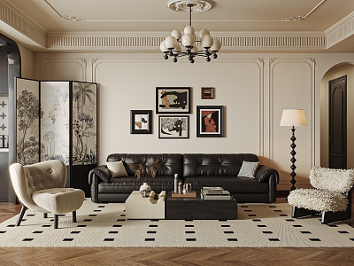 French Retro Living Room 3d model