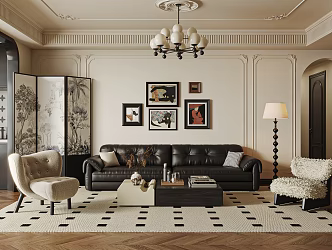 French Retro Living Room 3d model