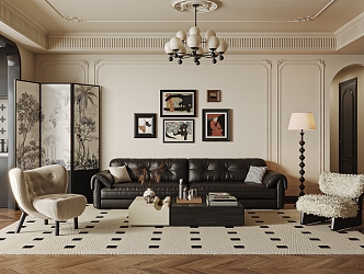 French Retro Living Room 3d model